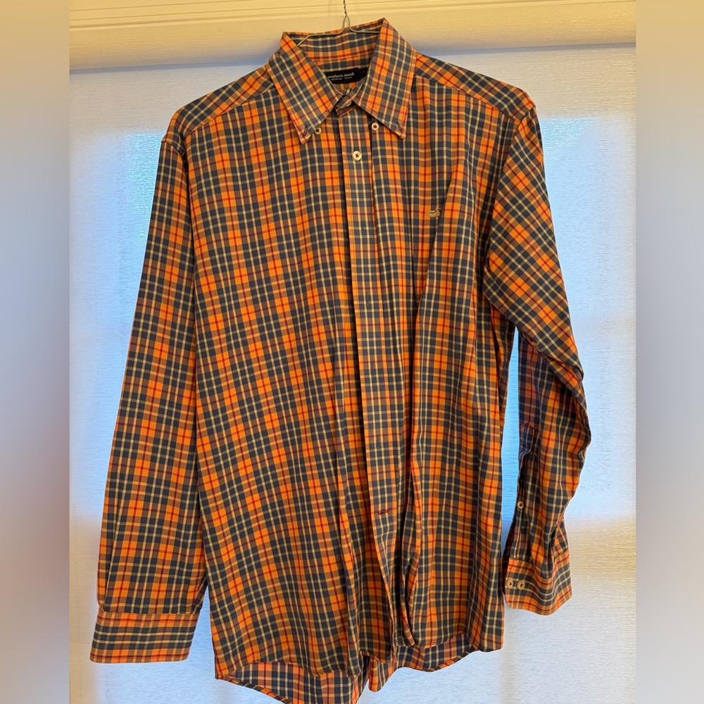 Southern Marsh Men's Checkered Shirt - Orange and Blue